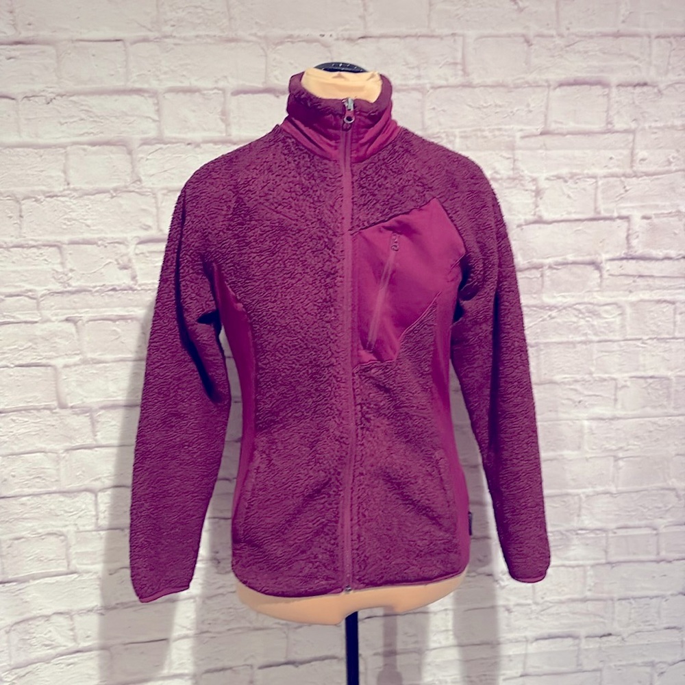 Columbia Womens Raspberry By the Lake Plush Teddy Bear Fleece Zip‎ Up Jacket